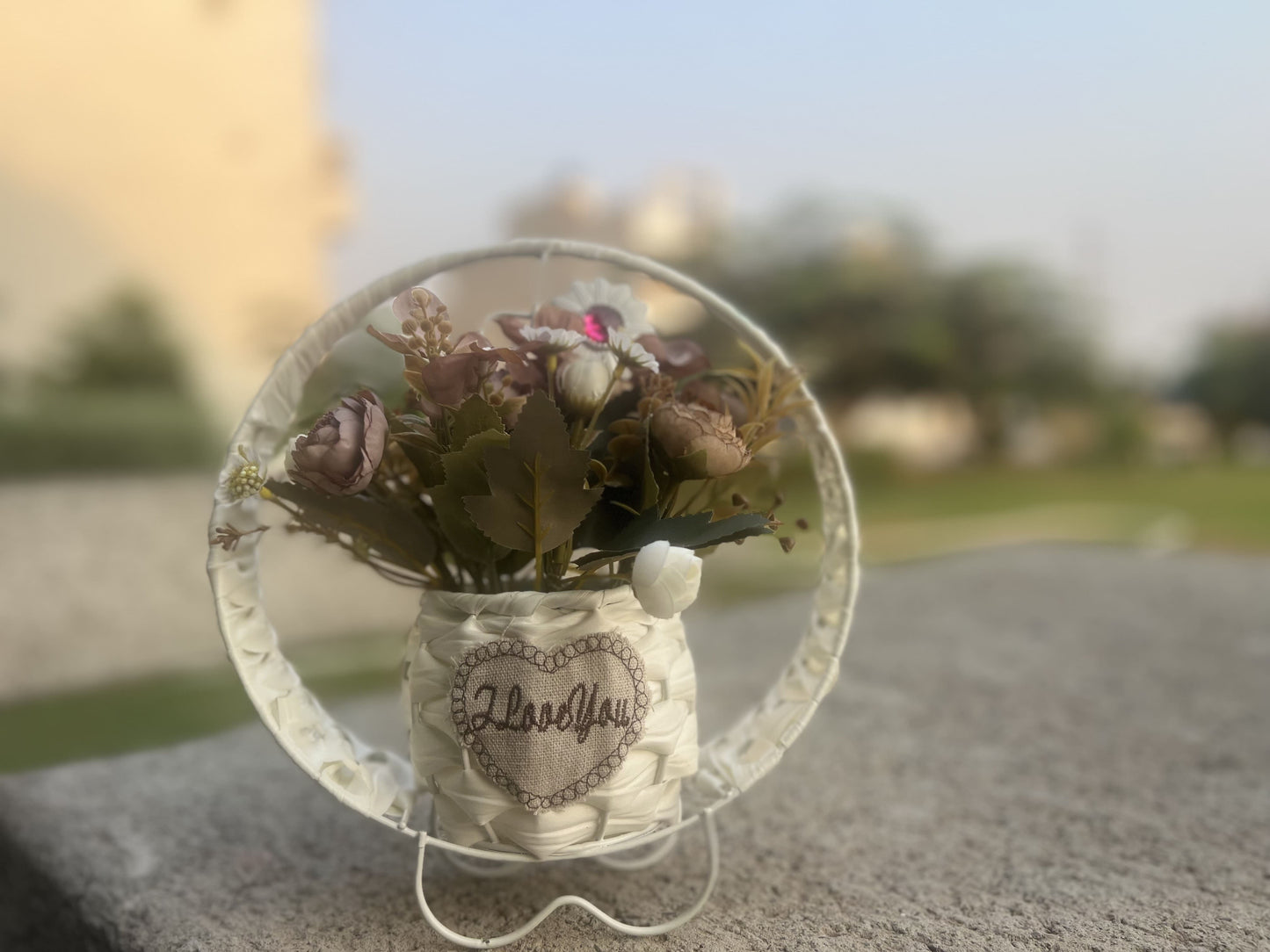 Handcrafted Hanging Basket with Artificial Flowers – Set of 3 for Home Décor and Gift Giving