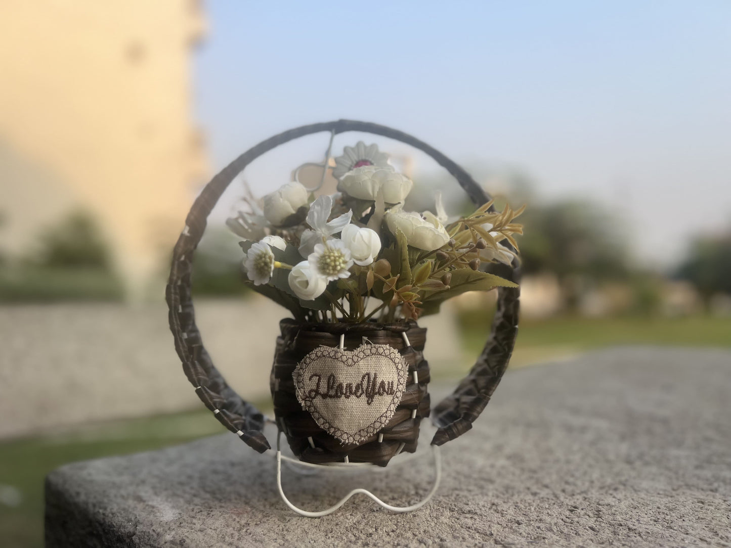 Handcrafted Hanging Basket with Artificial Flowers – Set of 3 for Home Décor and Gift Giving