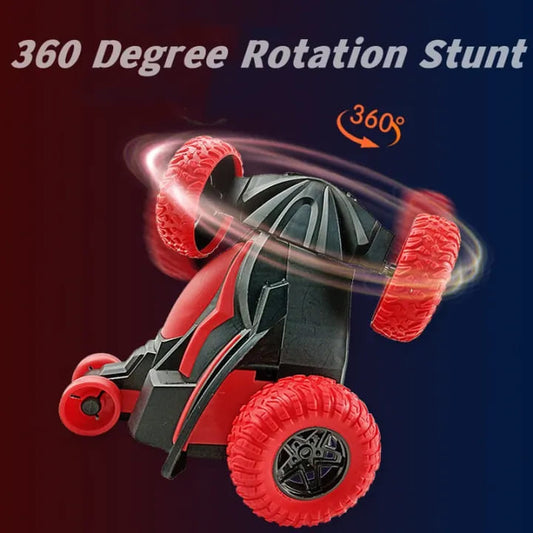 Kids Remote Control Electric Stunt Car 360 Degree Lighting Music Stunt Rotating Car - D