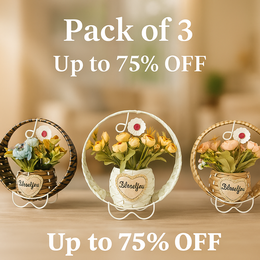 Handcrafted Hanging Basket with Artificial Flowers – Set of 3 for Home Décor and Gift Giving
