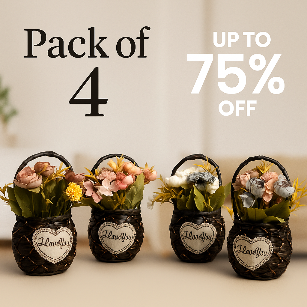 Set of Handwoven Decorative Baskets with Artificial Flowers – Perfect for Home Décor and Gifting
