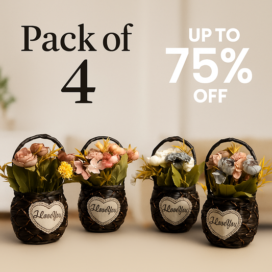 Set of Handwoven Decorative Baskets with Artificial Flowers – Perfect for Home Décor and Gifting