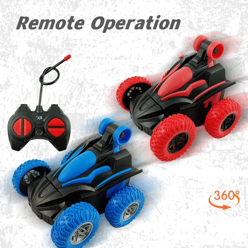 Kids Remote Control Electric Stunt Car 360 Degree Lighting Music Stunt Rotating Car - D