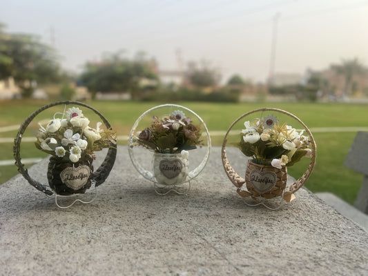 Handcrafted Hanging Basket with Artificial Flowers – Set of 3 for Home Décor and Gift Giving