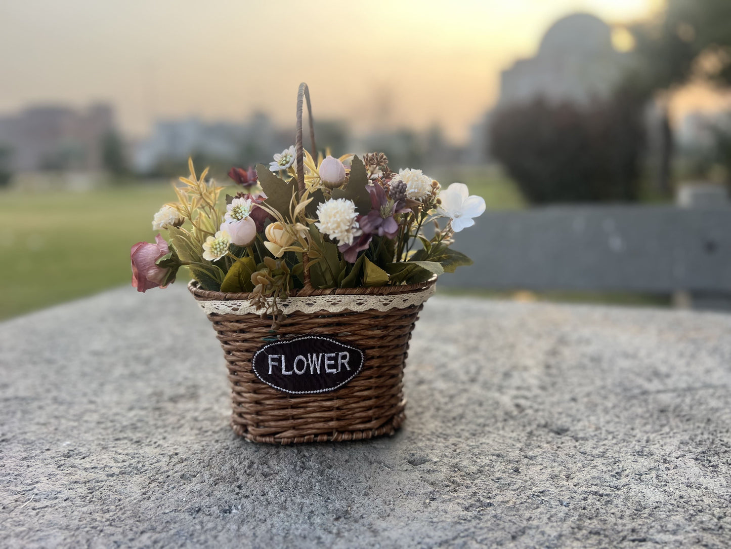 Set of 2 Handcrafted Wicker Baskets with Artificial Flowers – Perfect for Home Décor and Gifts